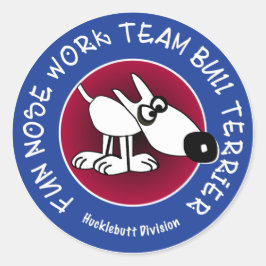 Grote glanzende sticker voor Hucklebutt Division