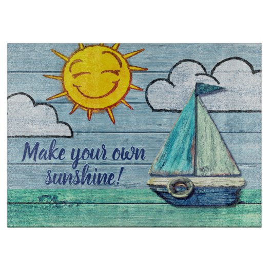 Grote Glas Snijplank Driftwood Beach Design (Voorkant)