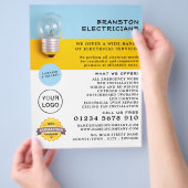 Grote gloeilamp, elektricien reclame flyer (Hand)