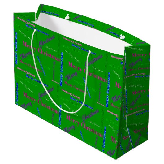 Grote Glossy Groene Kerstcadeau Tas Groot Cadeauzakje (Achterkant Gekanteld)