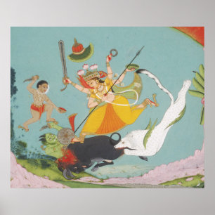 Grote Godin Durga die de Buffeldemon doodt Poster