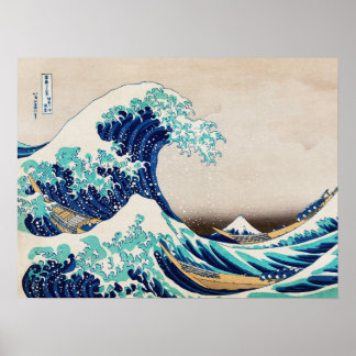 Grote golf bij Kanagawa Katsushika Hokusai Poster