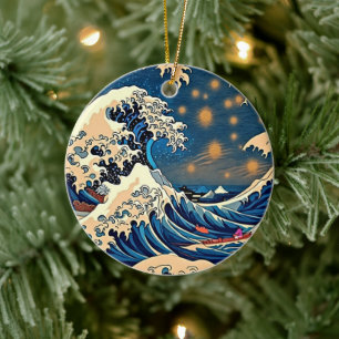 Grote Golf Hokusai Kunstornament Keramisch Ornament