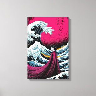 Grote golf remix met elegante Japanse vrouw Canvas Afdruk
