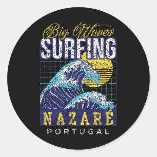 Grote Golf Surfen Nazaré Portugal Surfer Surfen Ronde Sticker