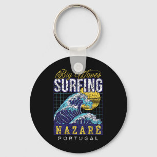 Grote Golf Surfen Nazaré Portugal Surfer Surfen Sleutelhanger