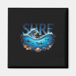 Grote Golf Surfen Strand Liefhebber Surfer Grafisc Magneet
