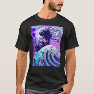 Grote golf van Kanagawa Vaporwave Glitch Aesthetie T-shirt