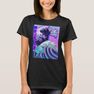 Grote golf van Kanagawa Vaporwave Glitch Aesthetie T-shirt