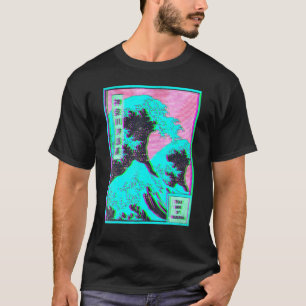 Grote Golf van Kanagawa Vaporwave Glitch Esthetiek T-shirt