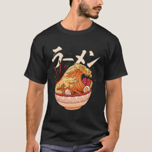 Grote golf van Ramen Japan Tsunami noedel soep kun T-shirt