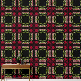 Grote Gothic Art Nouveau Roos en Dahlia Red Behang