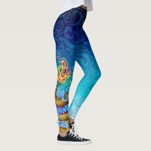 Grote gouddraak op rondzwemwater leggings