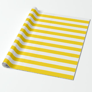 Grote gouden Gele en Witte Stripes Cadeaupapier
