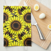 Grote gouden zonnebloemen theedoek (Quarter Fold)