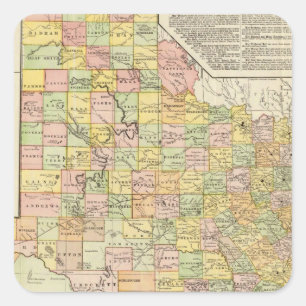 Grote graafschappen en spoorwegen in Texas Vierkante Sticker