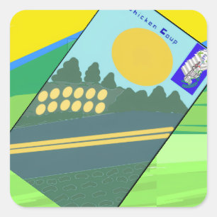 Grote Grappige Eieren Die de Weg Oversteken Vierkante Sticker