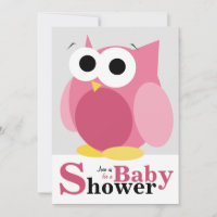 Grote Grappige Roze Uil Baby Douche Uitnodigingen