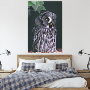 Grote Grijze Uil Halloween Wildlife Kunst Canvas Afdruk