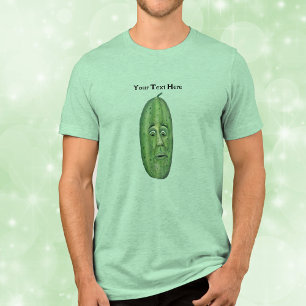 Grote groene augurk met verbaasd uitziende gezicht Tri-Blend shirt