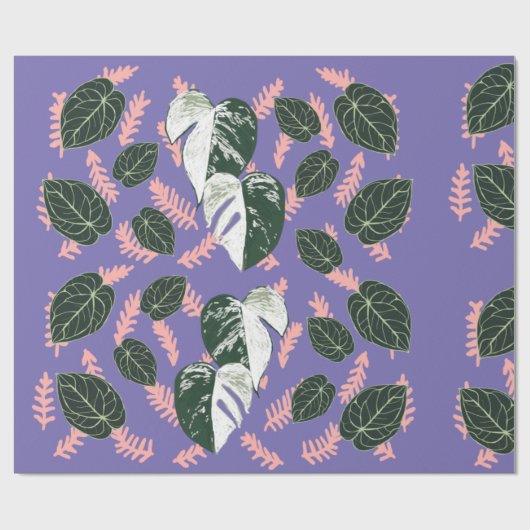 Grote groene bladeren cadeaupapier (Vlak)