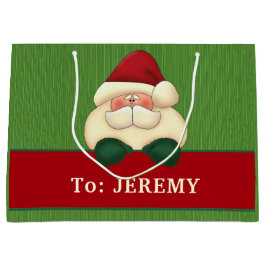 GROTE Groene Stripes met Red Santa Custom Large Cadeauzakje