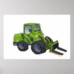 Grote groene telehandler vorkheftruck poster