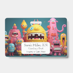 Grote groep kleurrijke monsters badge