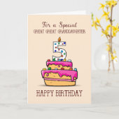 Grote grootdochter 5th Birthday, zoete Cake Kaart (Gele Bloem)