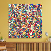 Grote grootte Geometrische retro kunst Grote stad  Canvas Afdruk (Insitu (Woonkamer))