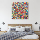 Grote grootte Geometrische retro kunst Grote stad  Canvas Afdruk (Insitu (Slaapkamer))