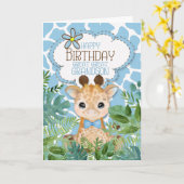 Grote Grootzoon Oerwoud Giraffe Theme Birthday Kaart (Gele Bloem)