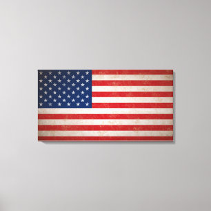 Grote  Grunge Stijl Amerikaans Vlagdoek Canvas Afdruk