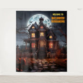 Grote Halloween spookhuis hangende achtergrond Wandkleed (Voorkant)