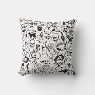 Grote halve doodles collectie. Hand getekende vint Kussen
