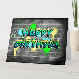 Grote Happy Birthday Graffiti-tekstkaart Kaart
