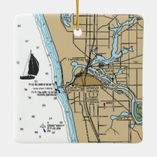 Grote Haven MI Nautical Chart Keramisch Ornament