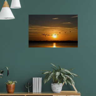 Grote helmen op zonsondergang poster