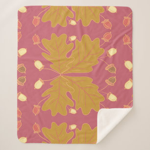 Grote herfst eikenbladeren en eikels sherpa deken