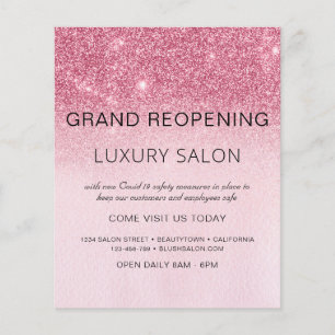 Grote heropening Blush Roze Glittersalon Flyer