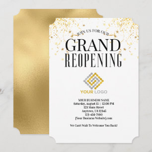 Grote heropening Logo Faux Gold Confetti Kaart