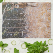 Grote Herten Buck in Sneeuw Vallende Kunst Keukenh Theedoek (Gevouwen)