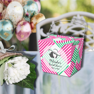 Grote Hoed Derby Dame Heet Roze Groene Strepen 2" Bedankdoosjes