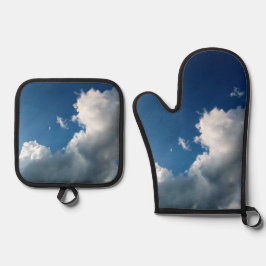 Grote hoek van wolken ovenwant & pannenlap set