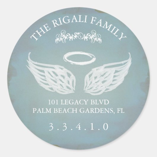 Grote hoek Wing Return Address Sticker (Voorkant)