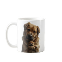 Grote Hond Troost Huilende Kleine Puppy Mok