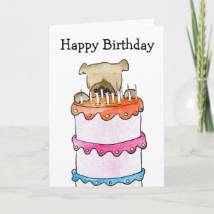 Grote hond verjaardagstaart kaart