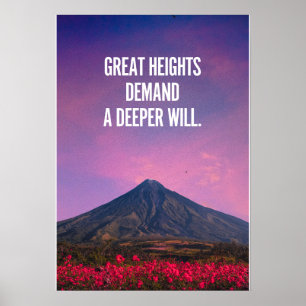 Grote hoogten vragen om een diepere wil. Inspirati Poster
