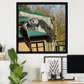 Grote Horn Owl gele ogen Poster (Thuiskantoor)