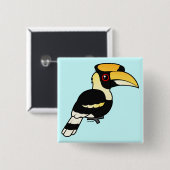 Grote Hornbill Vierkante Button 5,1 Cm (Voorkant /achterkant)
